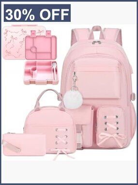 Backpack with Bento Lunch Box Set Insulated Lunch Bag